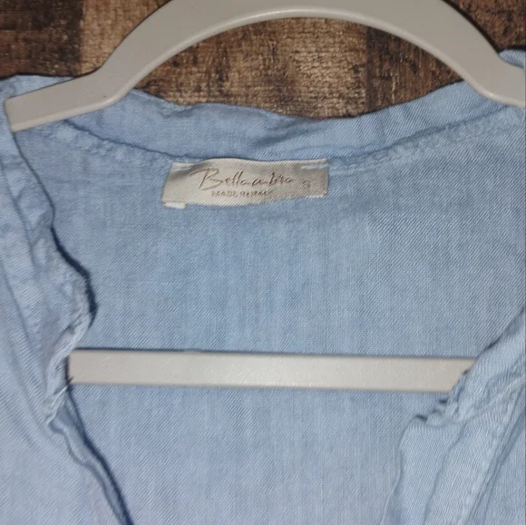 Bellambia 100% Linen Mini Dress Tiered Ruffle Dress Size Small - Picture 5 of 8